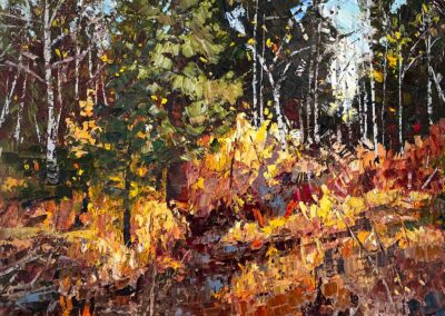 Oregon landscape impressionistic fall color oil painting by Oregon artist Shelly Wierzba