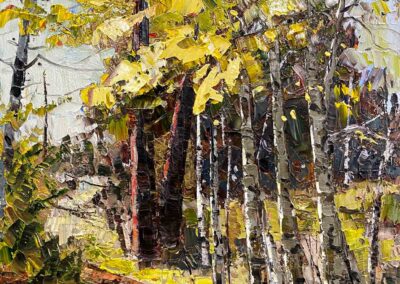 Western Aspen trees in fall oil painting by artist Shelly Wierzba.