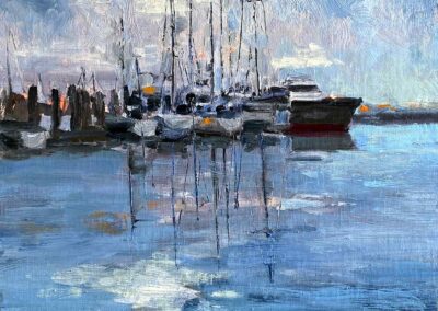 Rockport Harbor on the Gulf of Mexico oil painting by American Impressionist artist, Shelly Wierzba, of Coastal Bend Texas